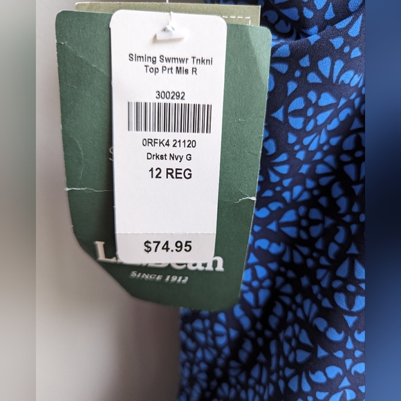 NWT  L.L. Bean Slimming Tankini Top Size 12R - Picture 5 of 11